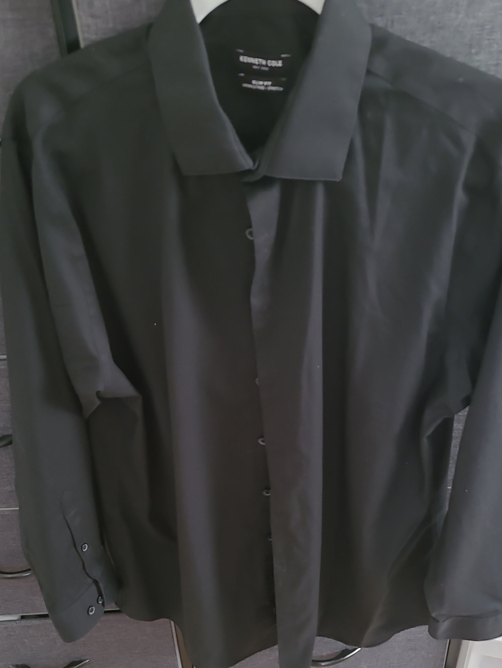 Kenneth Cole Men’s Black Dress Shirt - Slim Fit Collared Button-Up